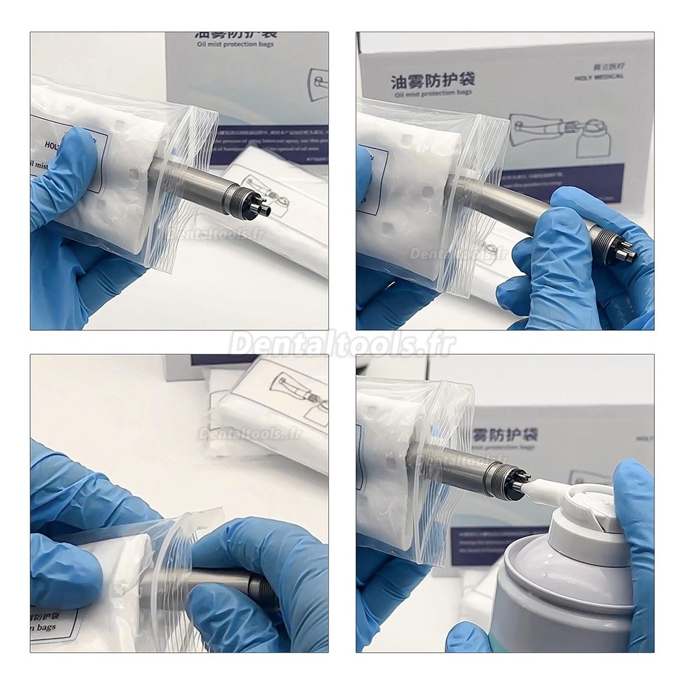 Sac de protection anti-brouillard d'huile pour syst&egrave;me de lubrification de pi&egrave;ce &agrave; main dentaire